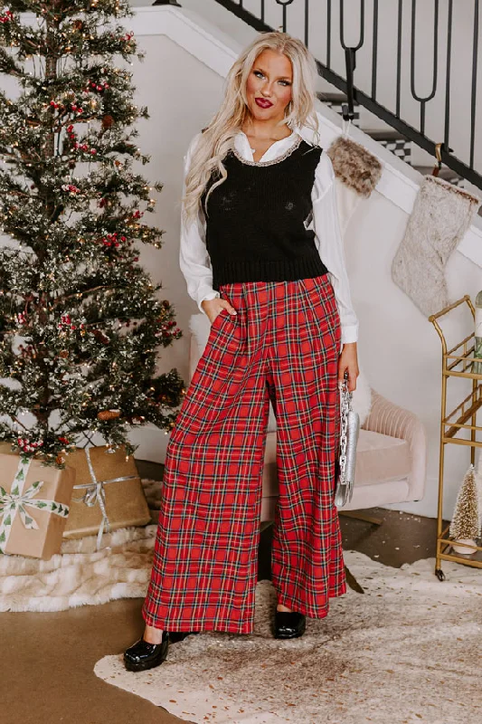 The Kaylie Wide Leg Plaid Pants