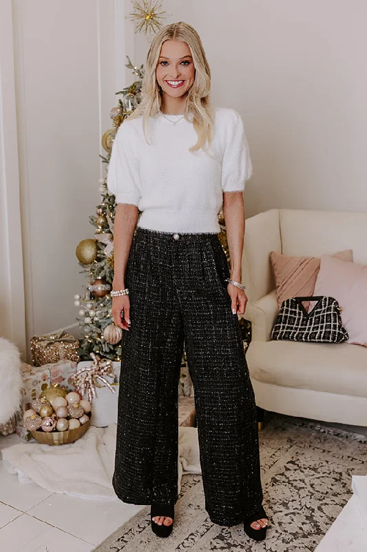 The Prescott High Waist Tweed Pants in Black