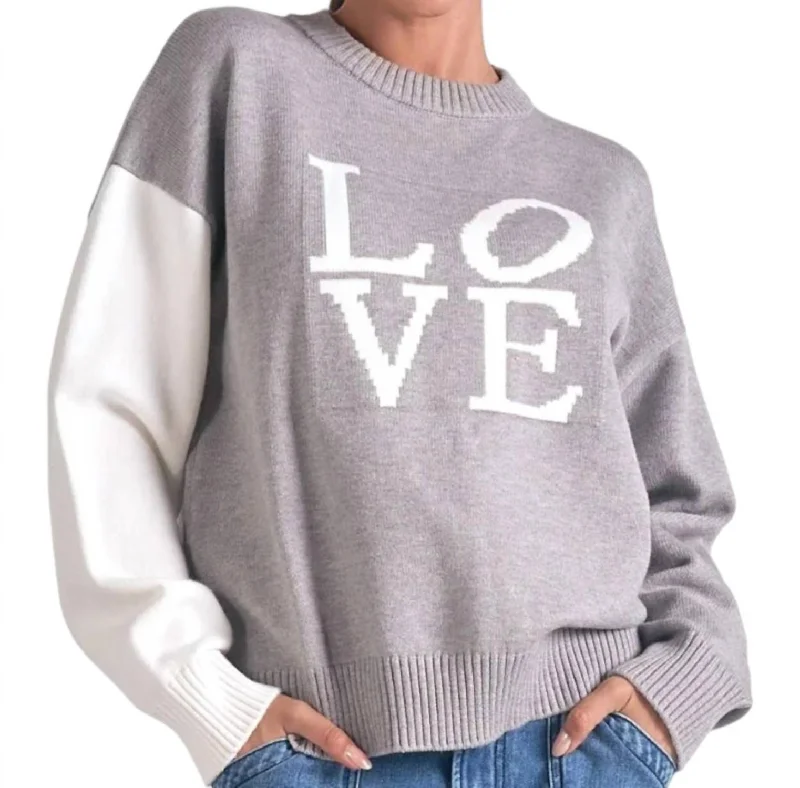 Bailey Love Sweater In Heather Grey