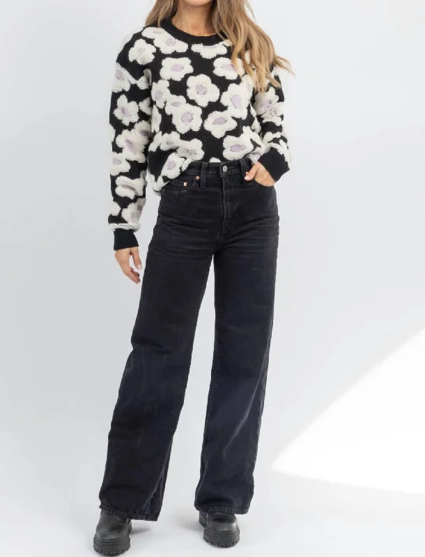 Provincetown Floral Sweater In Black