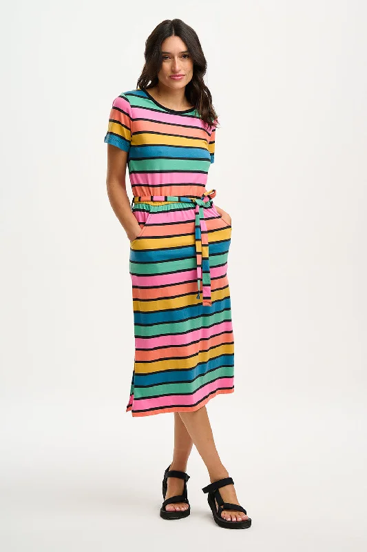 Flissy Jersey Midi Dress (Multi Beach Hut Stripes)