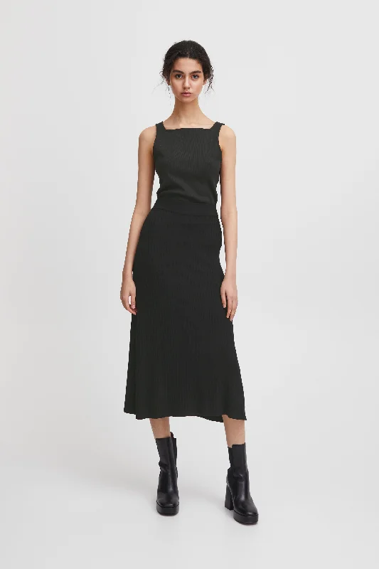 Vera Knitted Midi Skirt (Black)