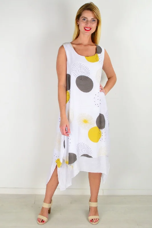 Mustard Spot Sleeveless Tunic Dress