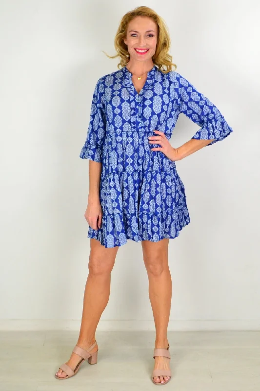 Pretty Fun in Blue Tiered Tunic Dress