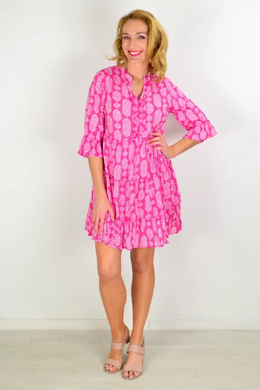 Pretty Fun in Pink Tiered Tunic Dress