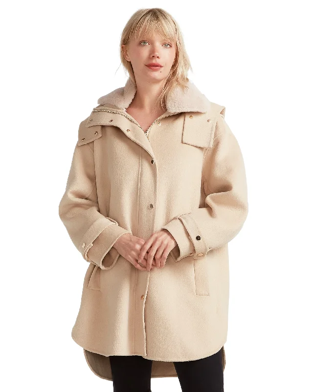 Heavy Hearted Detachable Hooded Coat - Pale Oat