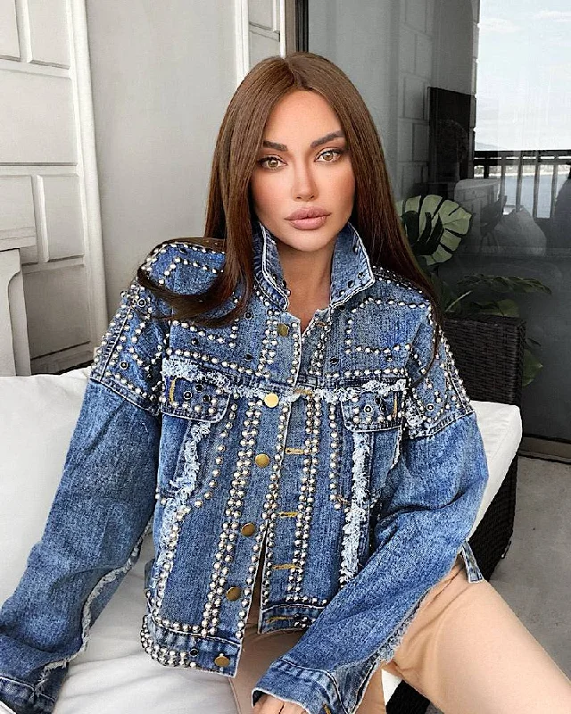 Oversized Denim Jacket With Studs