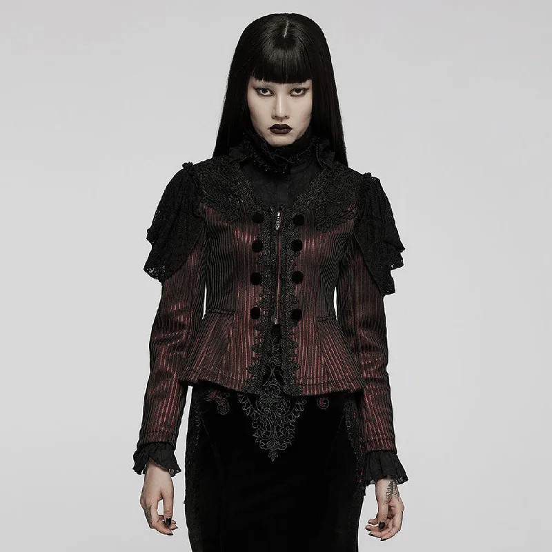 Women's Gothic Applique Pinstripes Slim Fitted Jacket