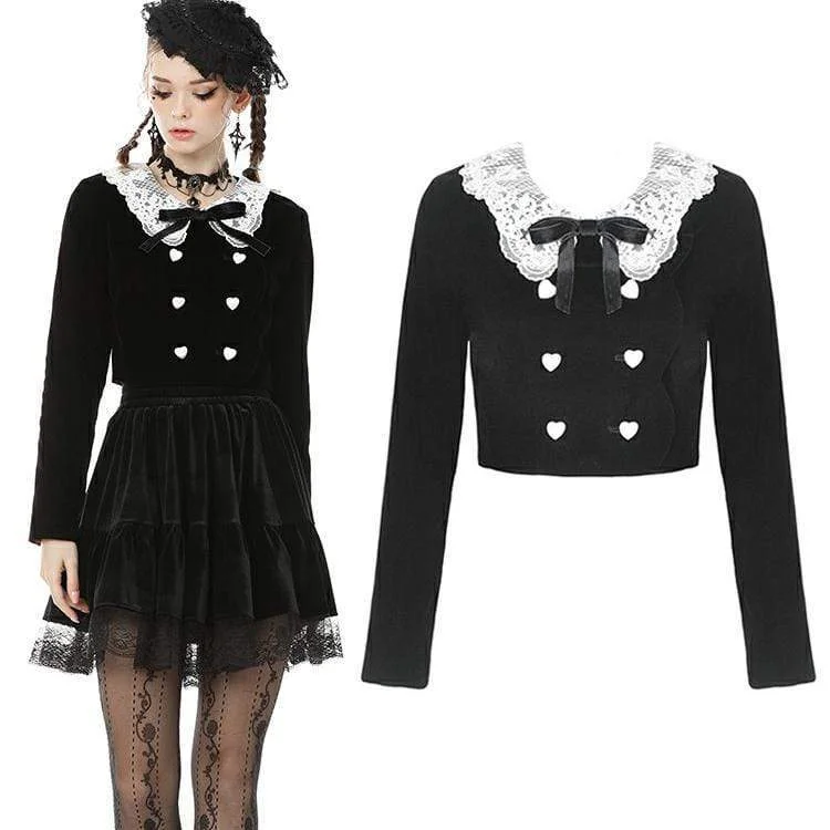 Women's Vintage Gothic Lace Peter Pan Collar Double-breasted Short Jackets