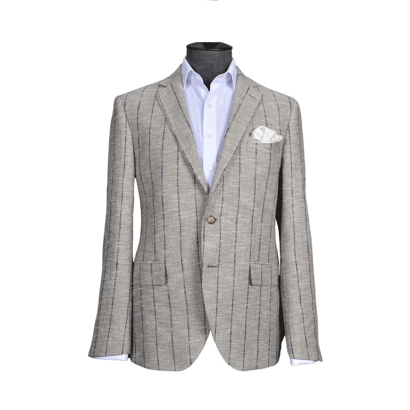 BEIGE AND BLACK CHALK PINSTRIPE