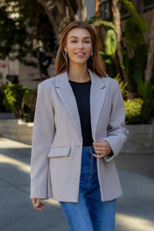 Make An Impression Blazer Coat - Oatmeal