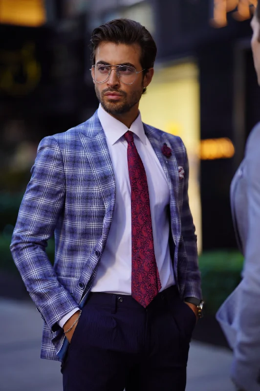 Vespo Plaid Blue Wool Blazer