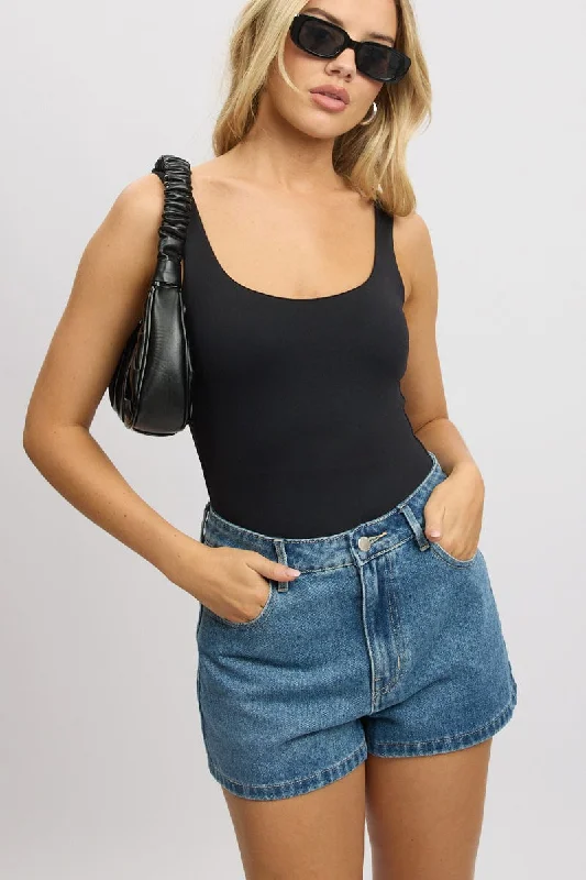 Denim Mini Relaxed Shorts High Rise