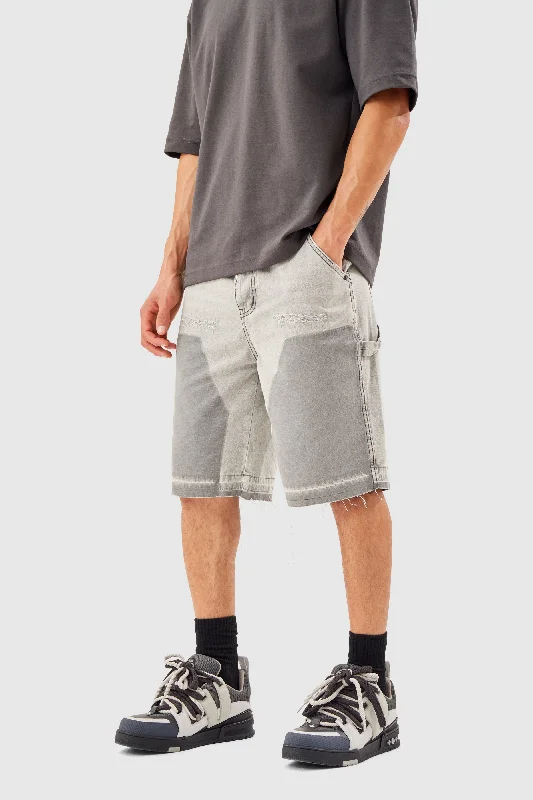 DISTRESSED DENIM SHORT - GREY