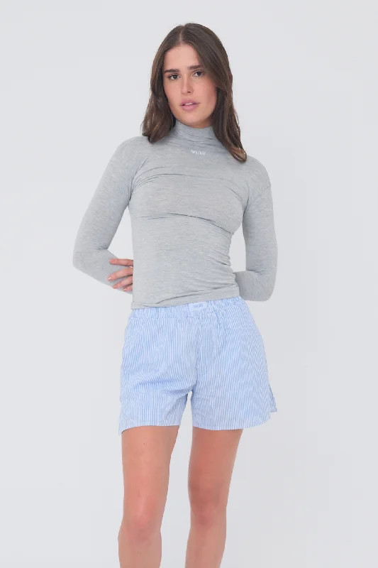 Pinstripe Shorts - Light Blue/White