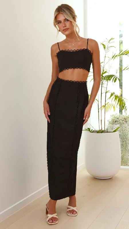 Sidney Top & Skirt Set - Black