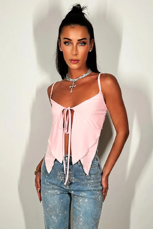 Tie Front Bralette Top Pink