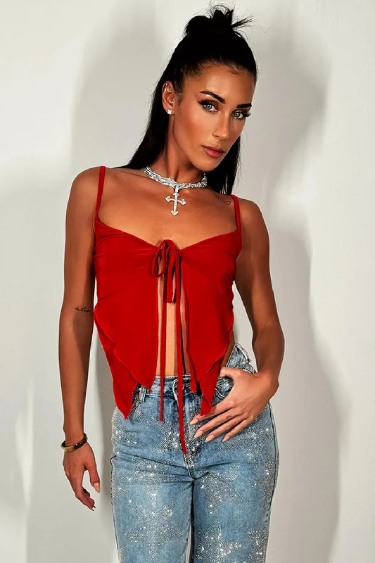 Tie Front Bralette Top Red