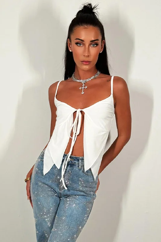 Tie Front Bralette Top White