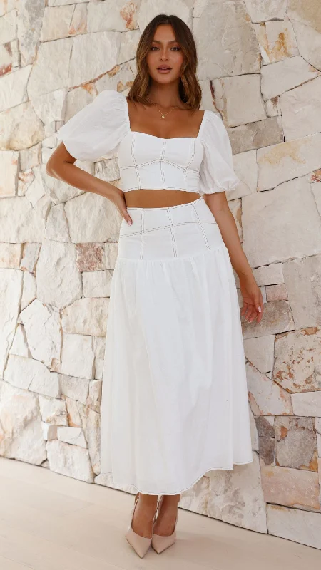 Vivien Top and Maxi Skirt Set - White